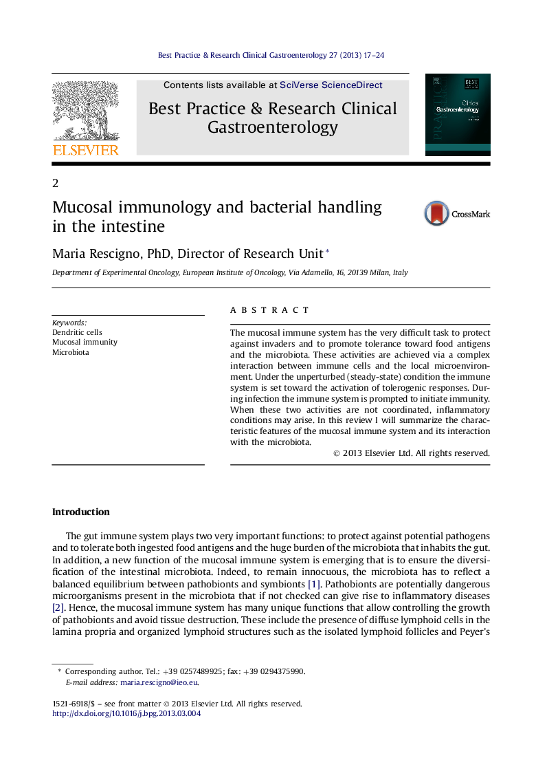 2Mucosal immunology and bacterial handling inÂ the intestine