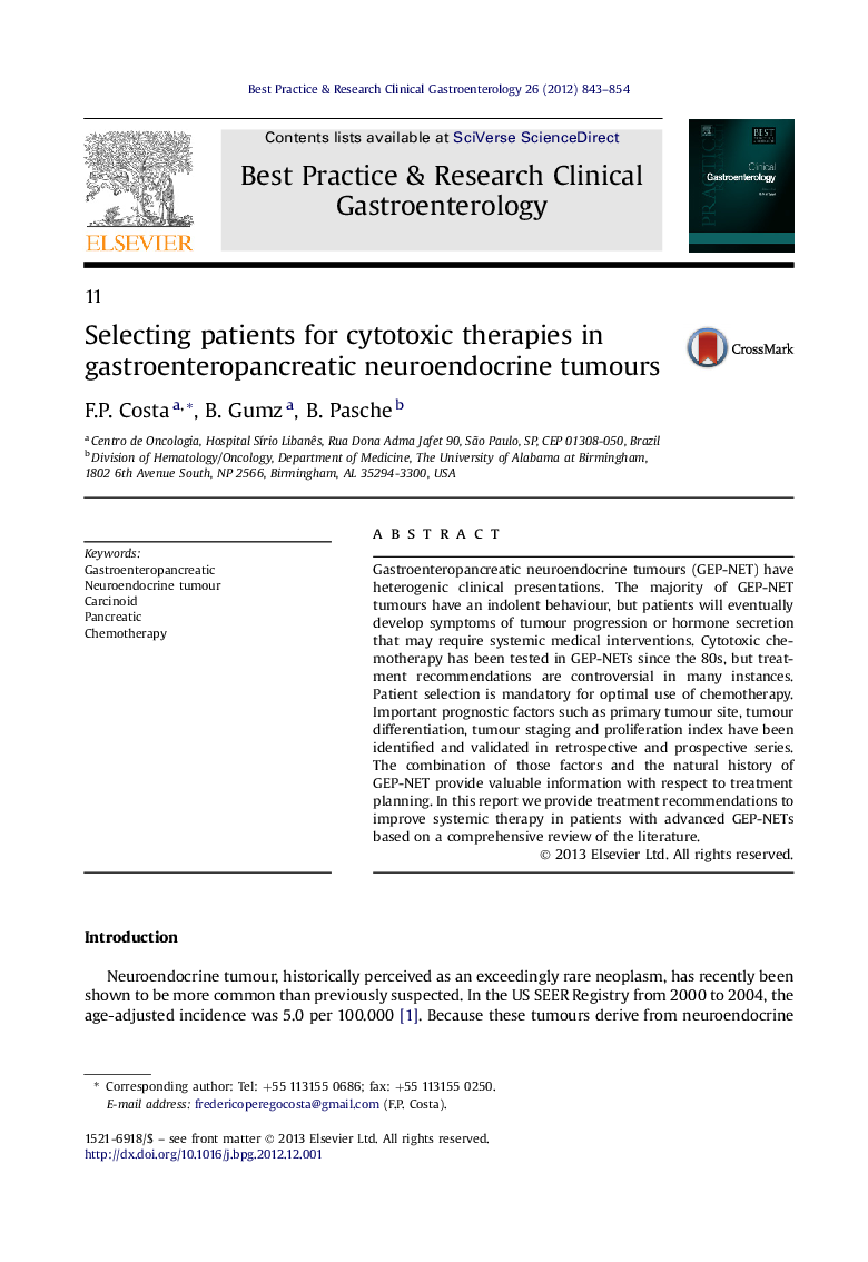 11Selecting patients for cytotoxic therapies in gastroenteropancreatic neuroendocrine tumours