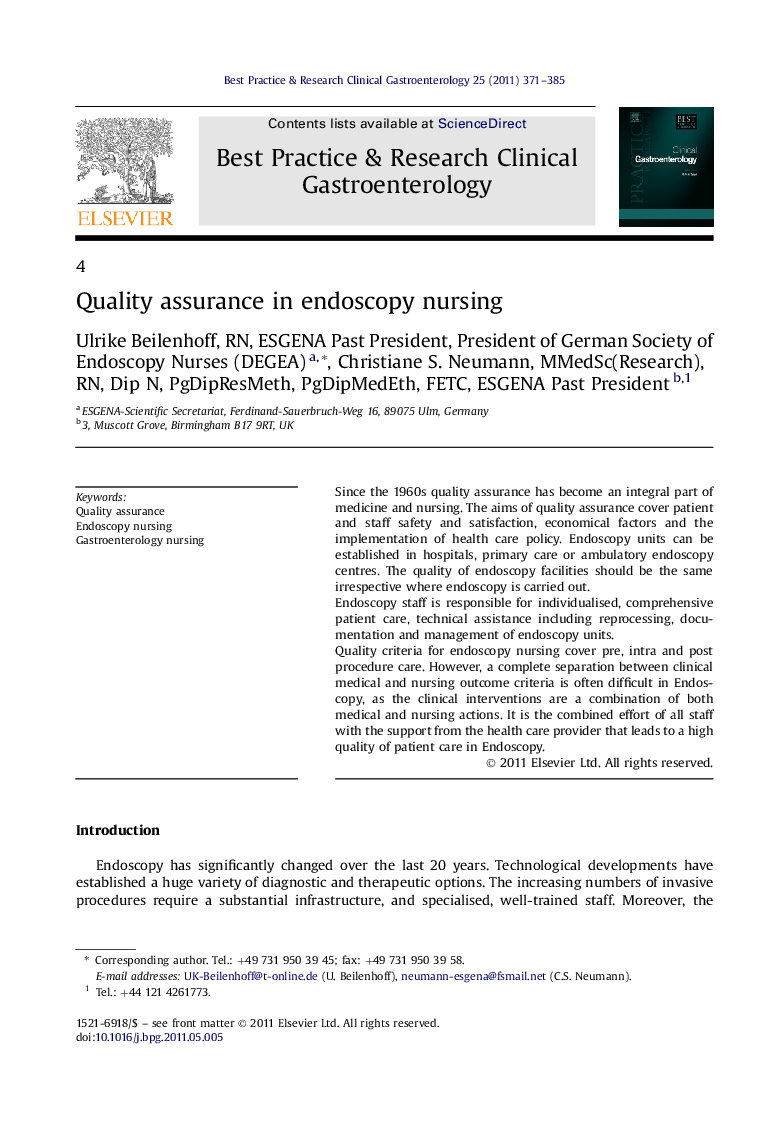 4Quality assurance in endoscopy nursing