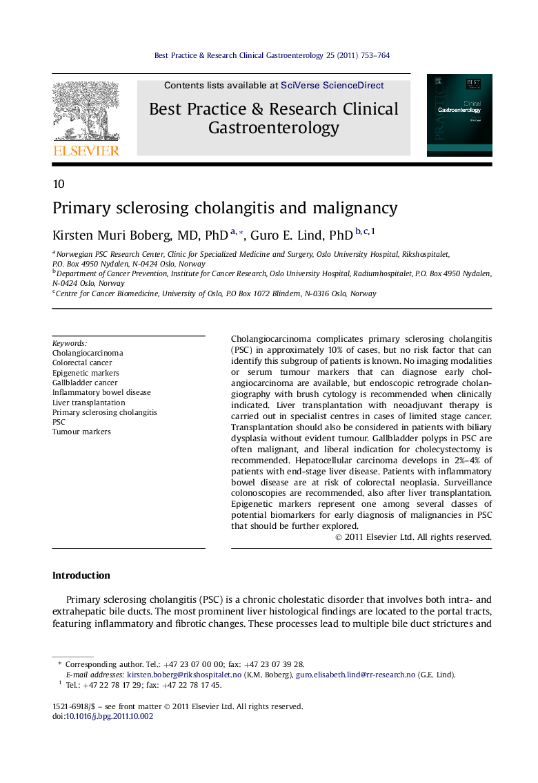 10Primary sclerosing cholangitis and malignancy