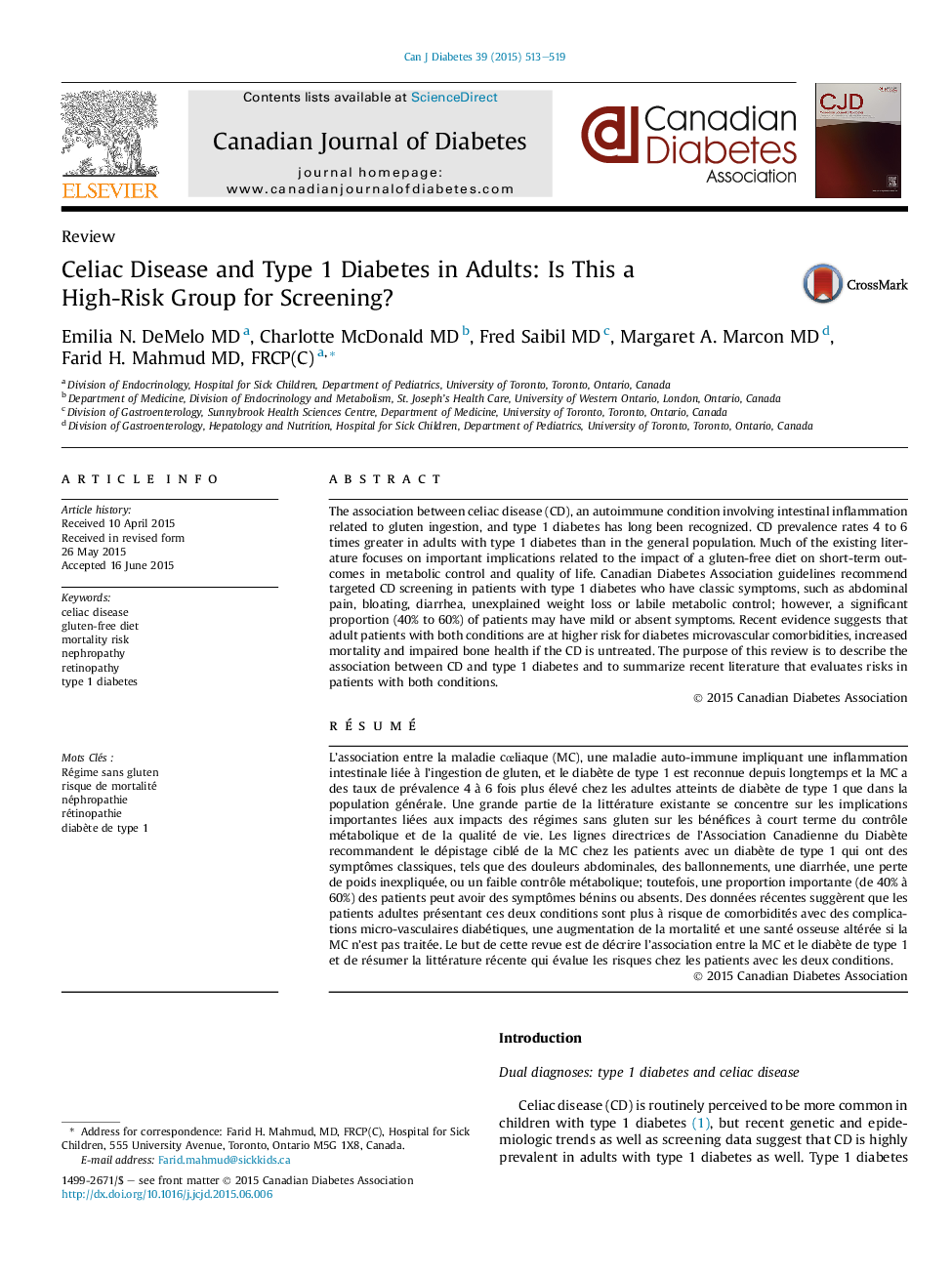 ReviewCeliac Disease and Type 1 Diabetes in Adults: Is This a High-Risk Group for Screening?