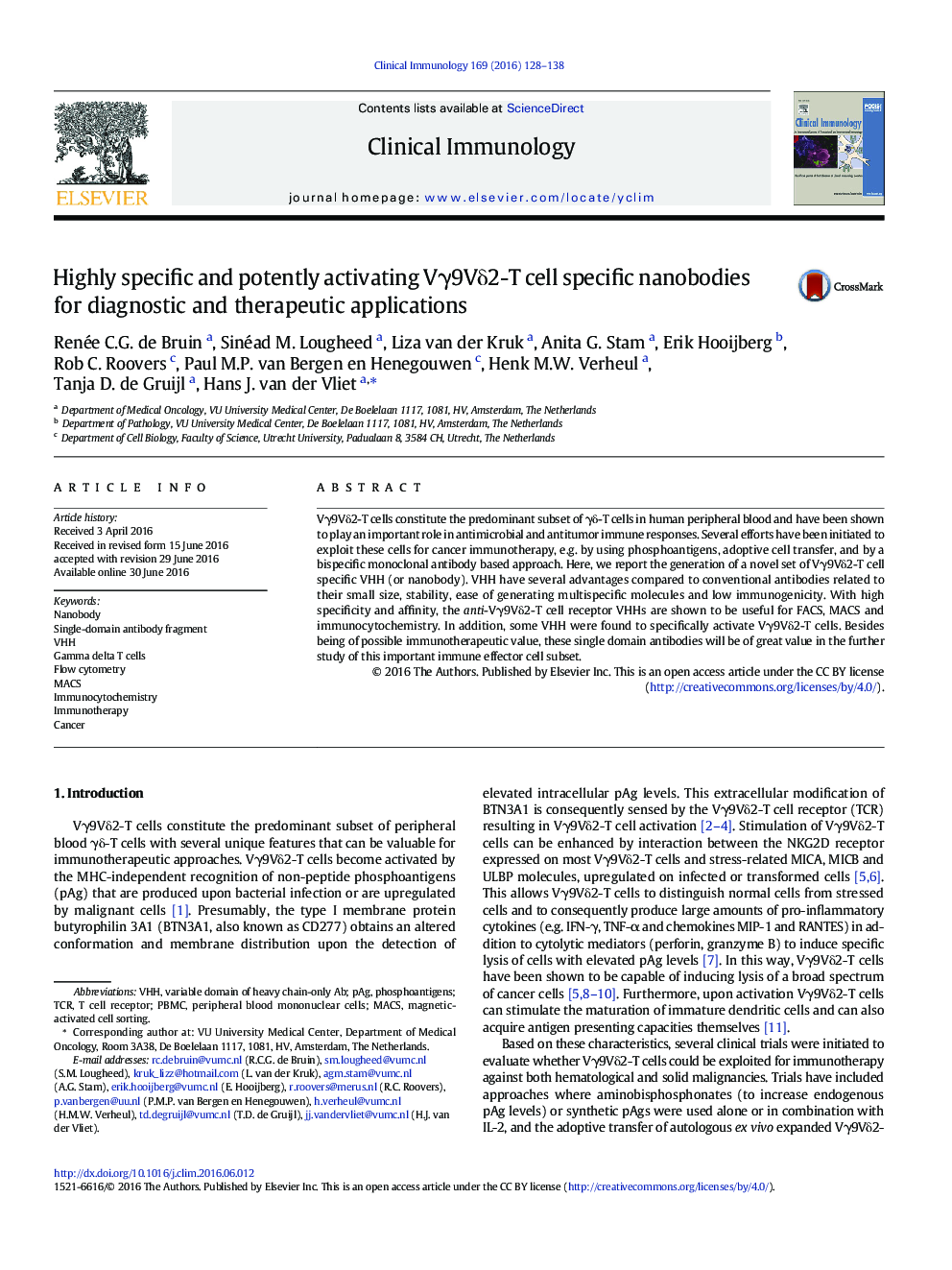 Highly specific and potently activating VÎ³9VÎ´2-T cell specific nanobodies for diagnostic and therapeutic applications