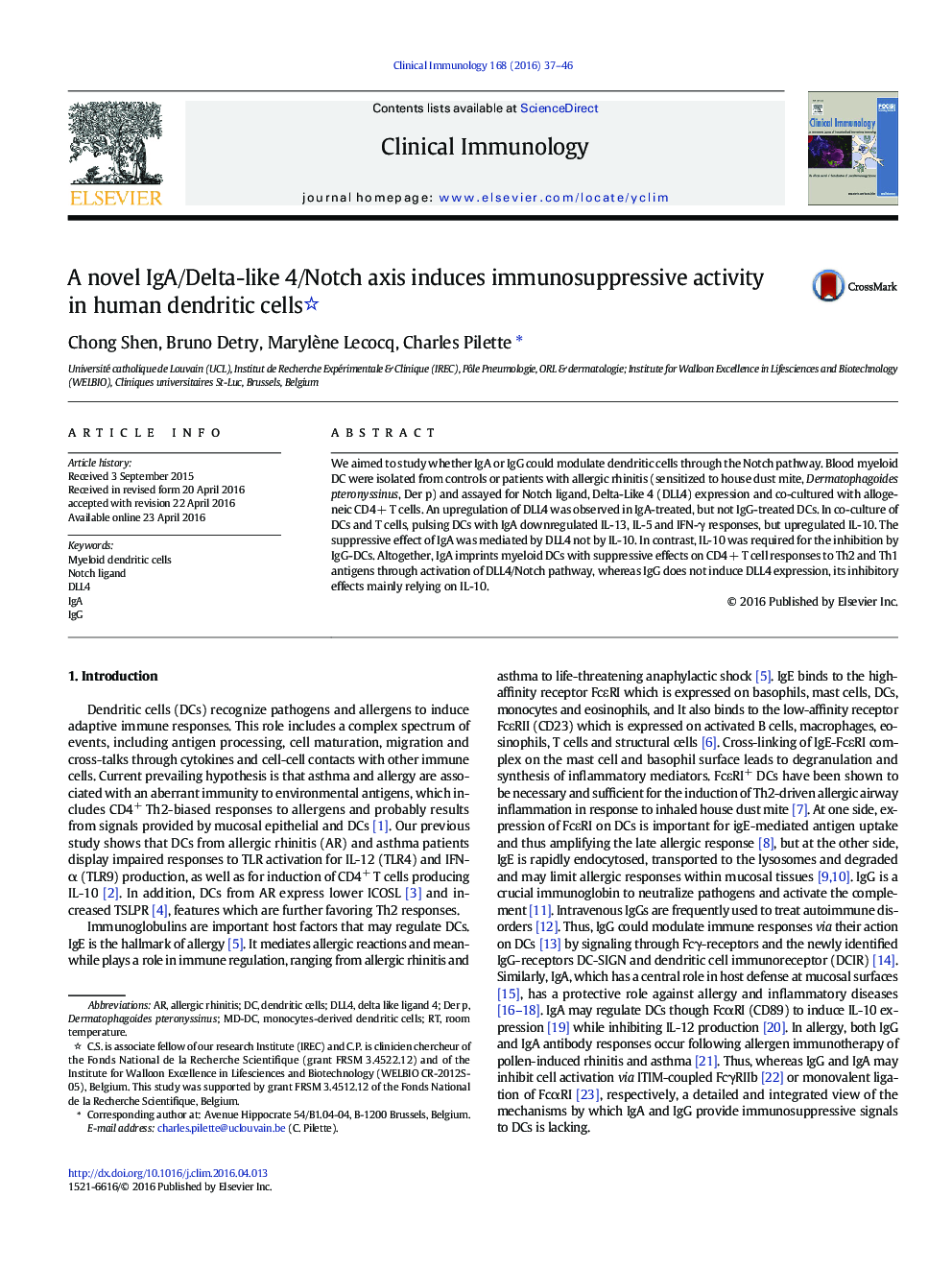 A novel IgA/Delta-like 4/Notch axis induces immunosuppressive activity in human dendritic cells