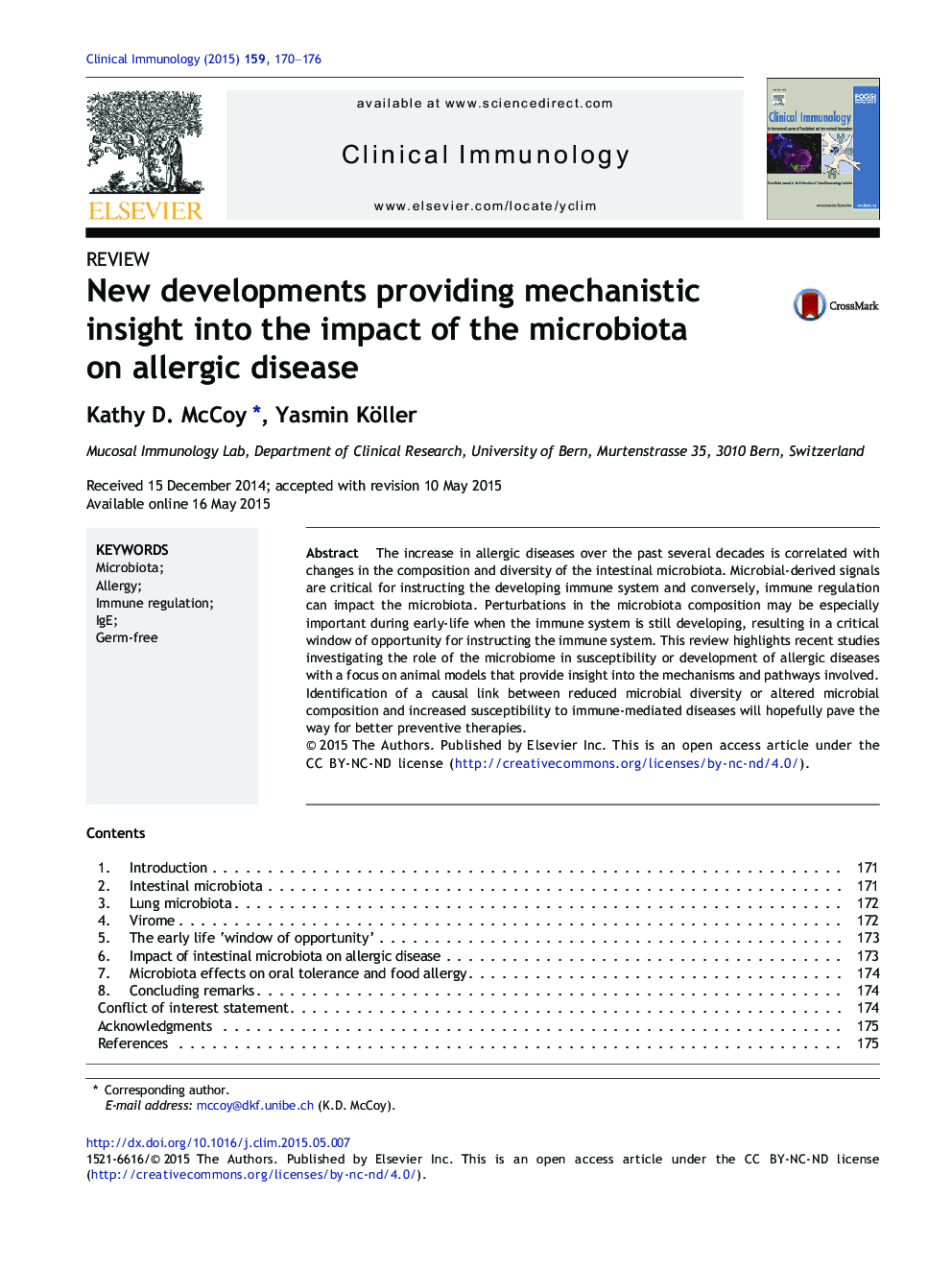 ReviewNew developments providing mechanistic insight into the impact of the microbiota on allergic disease