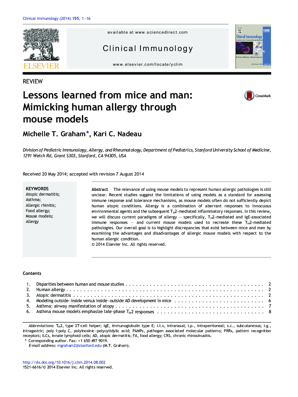 Lessons learned from mice and man: Mimicking human allergy through mouse models