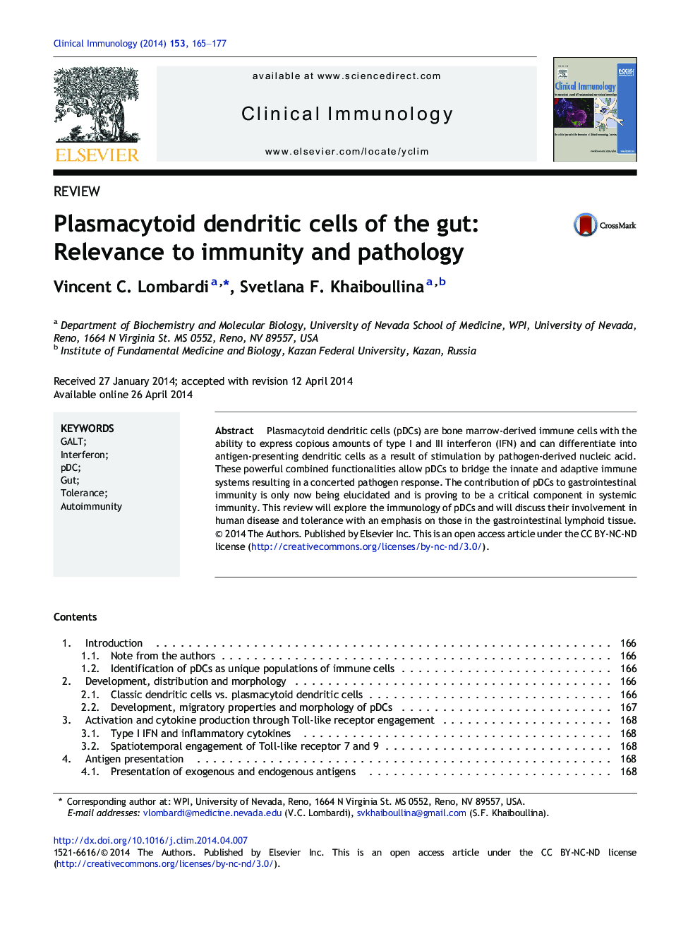 ReviewPlasmacytoid dendritic cells of the gut: Relevance to immunity and pathology