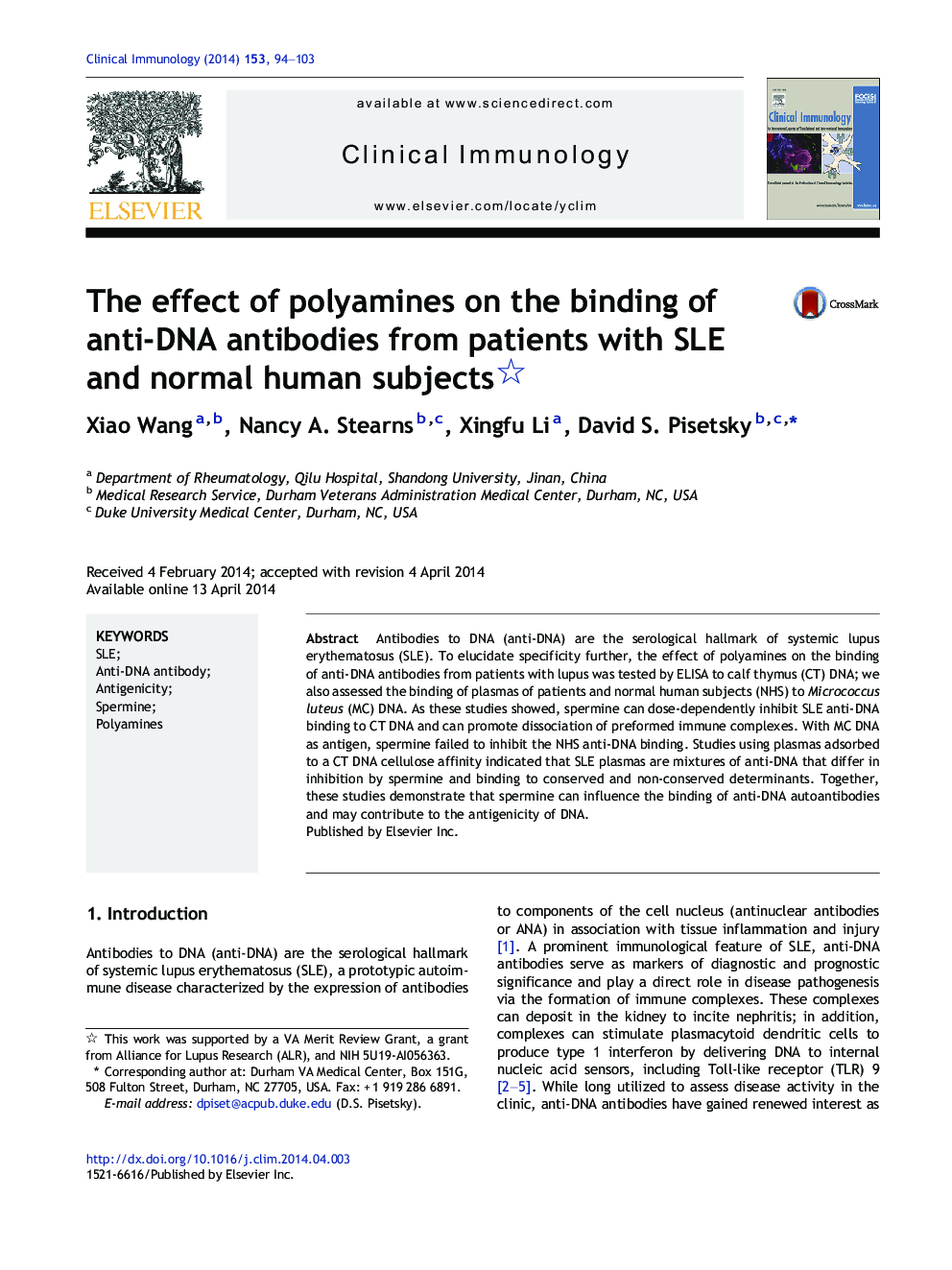 The effect of polyamines on the binding of anti-DNA antibodies from patients with SLE and normal human subjects