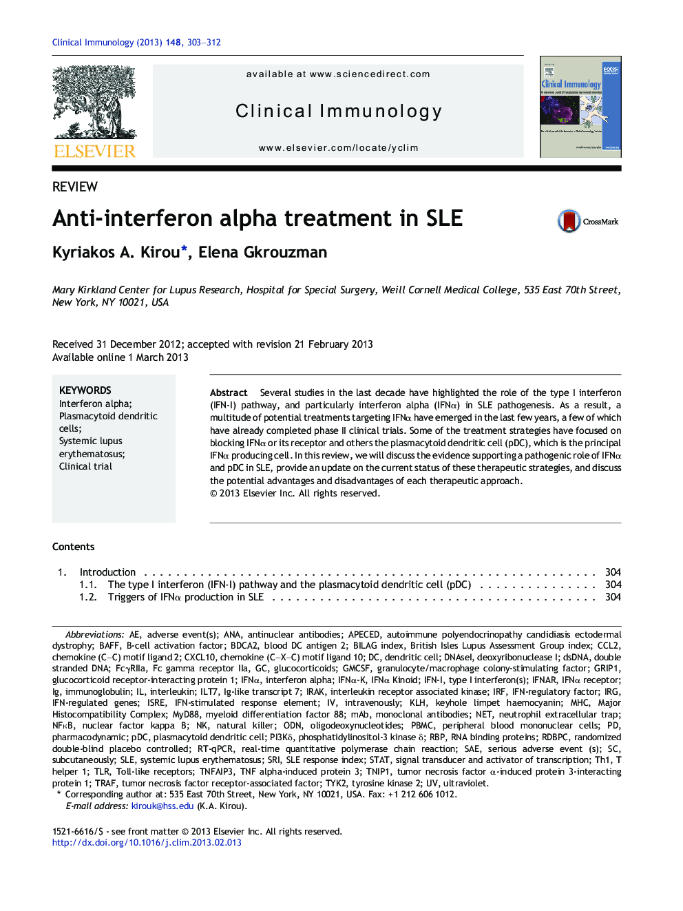 ReviewAnti-interferon alpha treatment in SLE