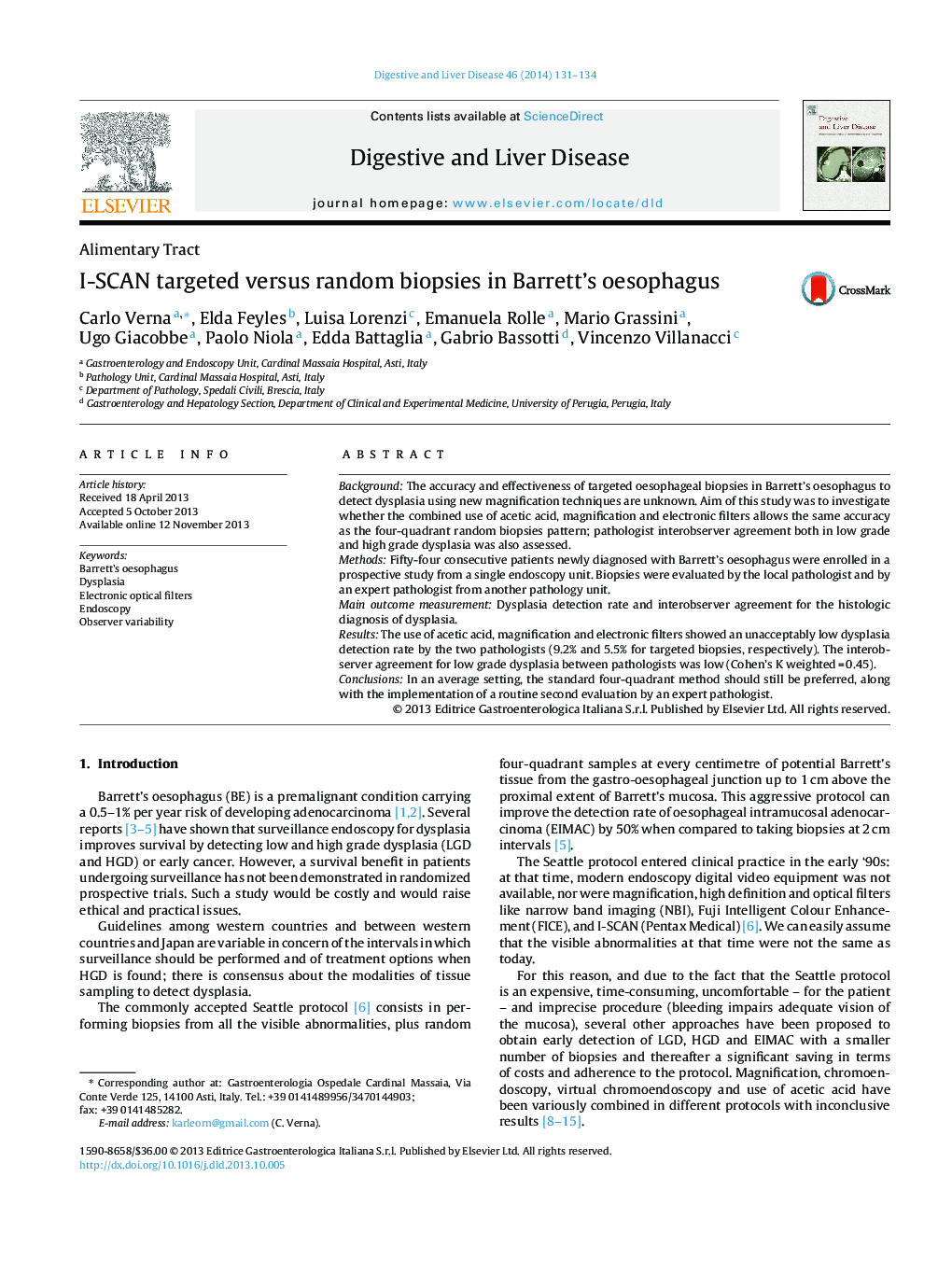 Alimentary TractI-SCAN targeted versus random biopsies in Barrett's oesophagus