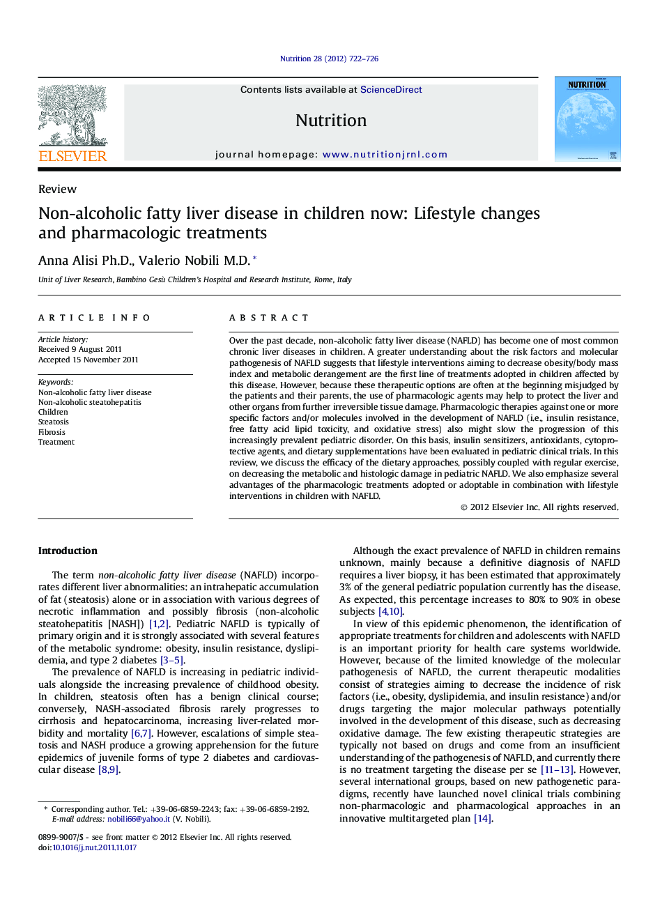 ReviewNon-alcoholic fatty liver disease in children now: Lifestyle changes and pharmacologic treatments