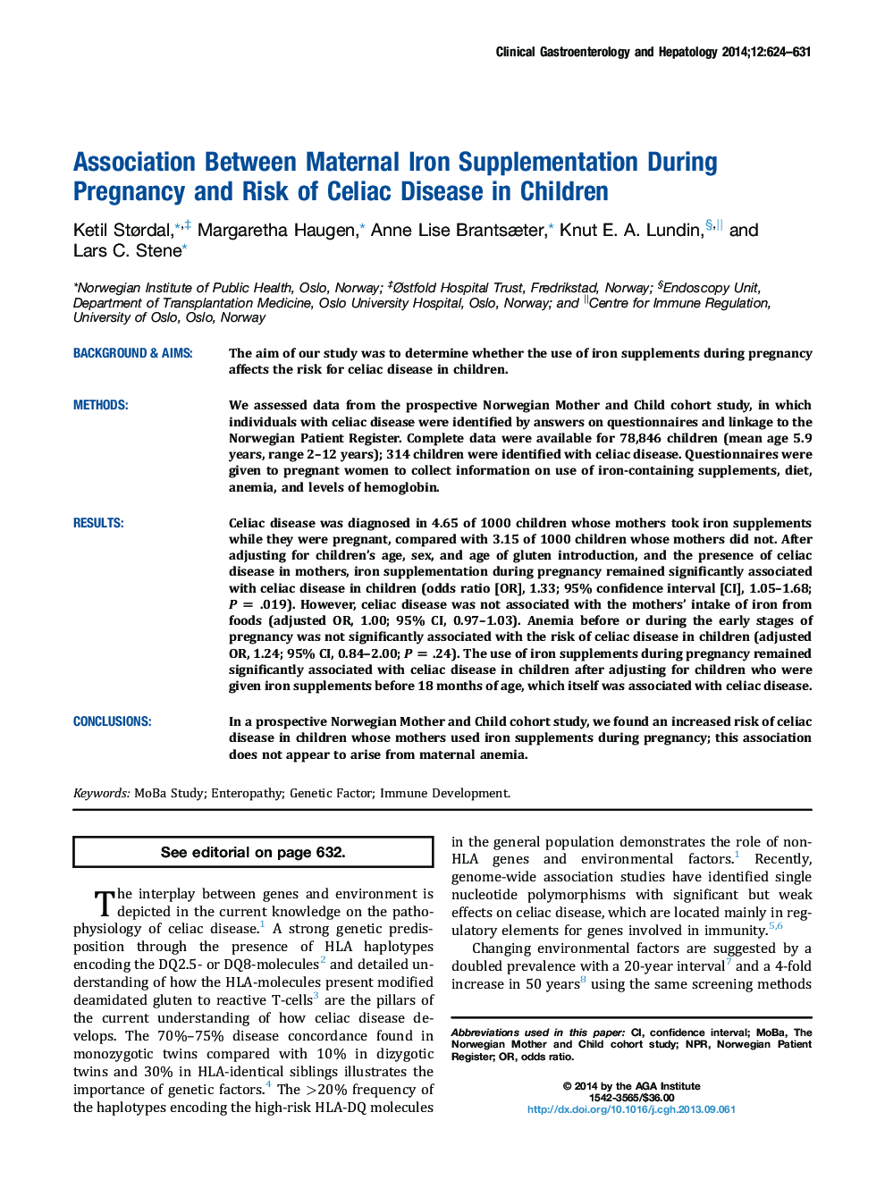 Association Between Maternal Iron Supplementation During Pregnancy and Risk of Celiac Disease in Children