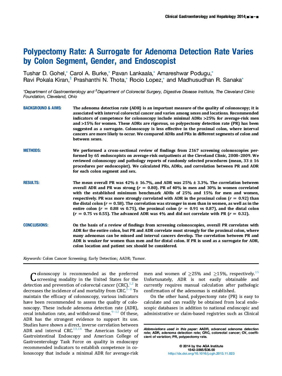 Polypectomy Rate: A Surrogate for Adenoma Detection Rate Varies by Colon Segment, Gender, and Endoscopist