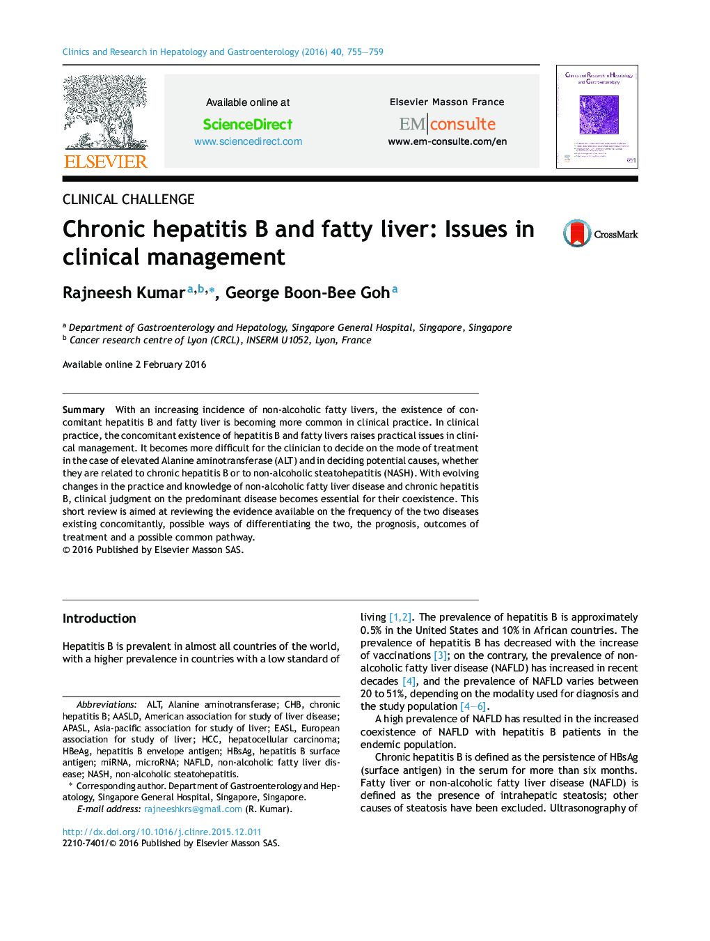 Clinical challengeChronic hepatitis B and fatty liver: Issues in clinical management