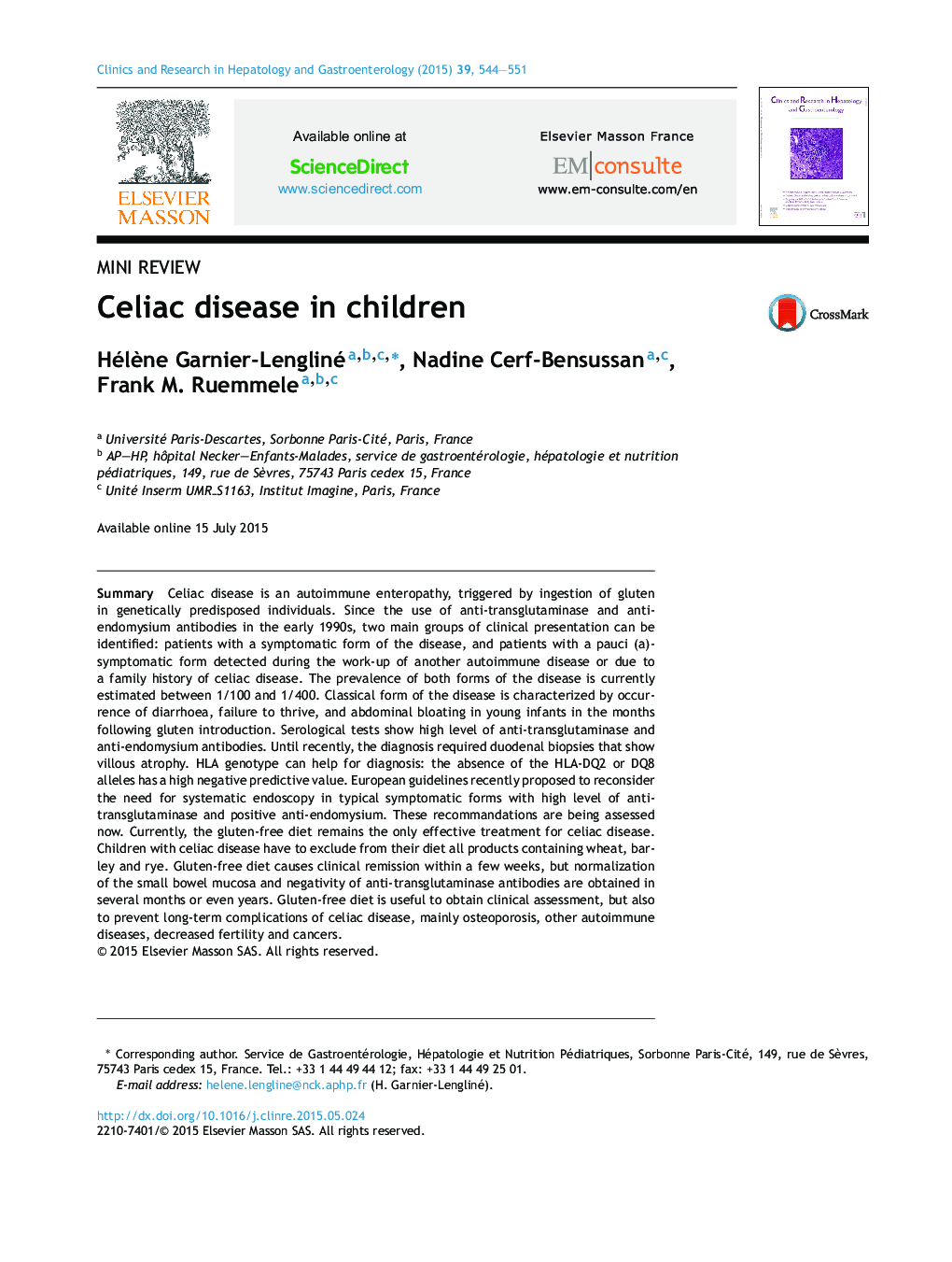 Mini reviewCeliac disease in children