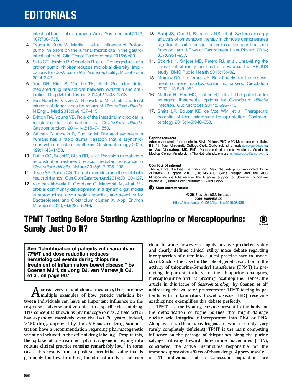 TPMT Testing Before Starting Azathioprine or Mercaptopurine: Surely Just Do It?