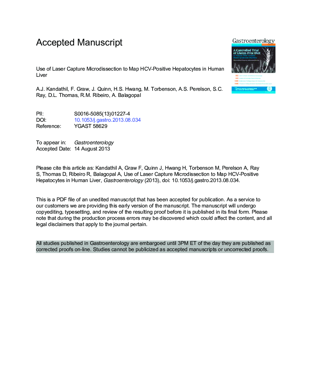 Use of Laser Capture Microdissection to Map Hepatitis C Virus-Positive Hepatocytes in Human Liver