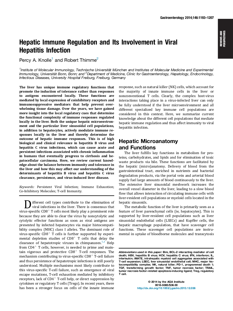 Hepatic Immune Regulation and Its Involvement in Viral Hepatitis Infection