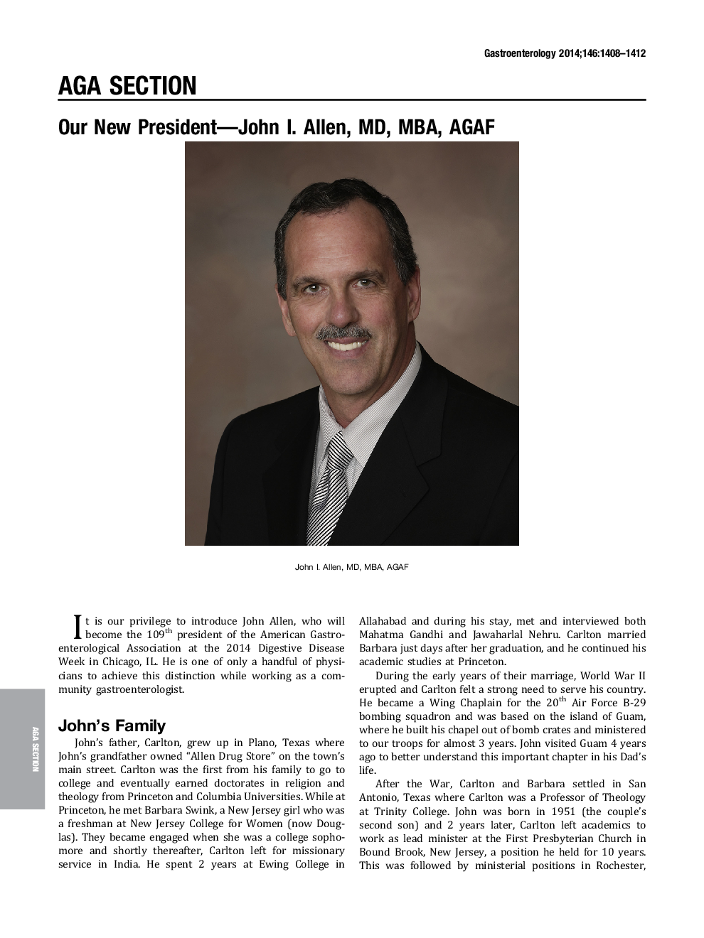 Our New President-John I. Allen, MD, MBA, AGAF