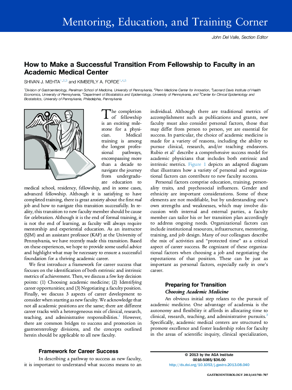 How to Make a Successful Transition From Fellowship to Faculty in an Academic Medical Center