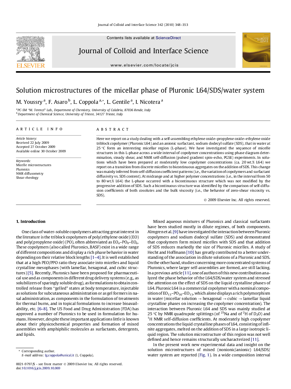 Solution microstructures of the micellar phase of Pluronic L64/SDS/water system