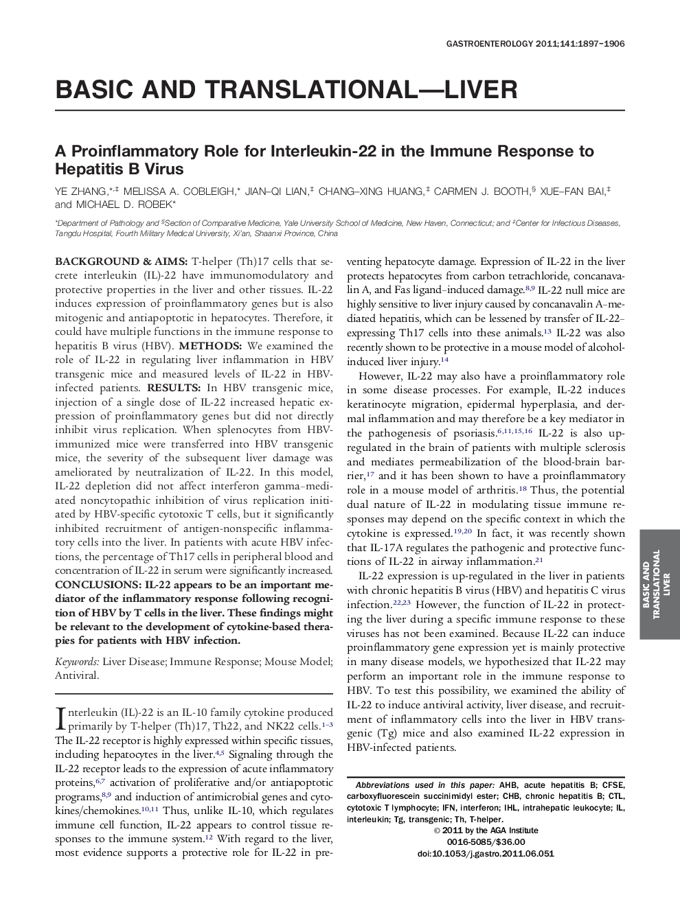 A Proinflammatory Role for Interleukin-22 in the Immune Response to Hepatitis B Virus