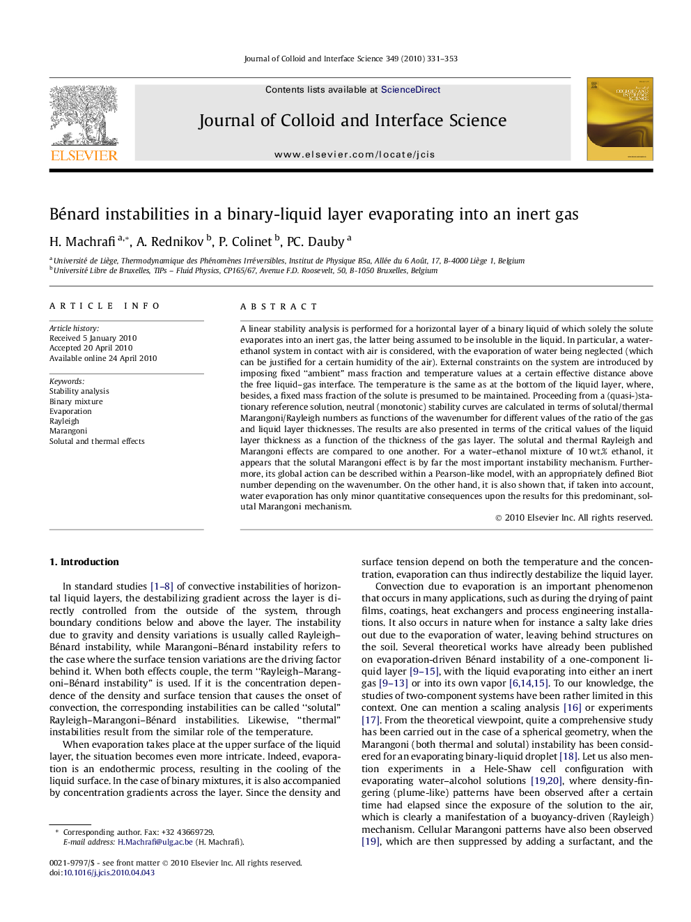 Bénard instabilities in a binary-liquid layer evaporating into an inert gas