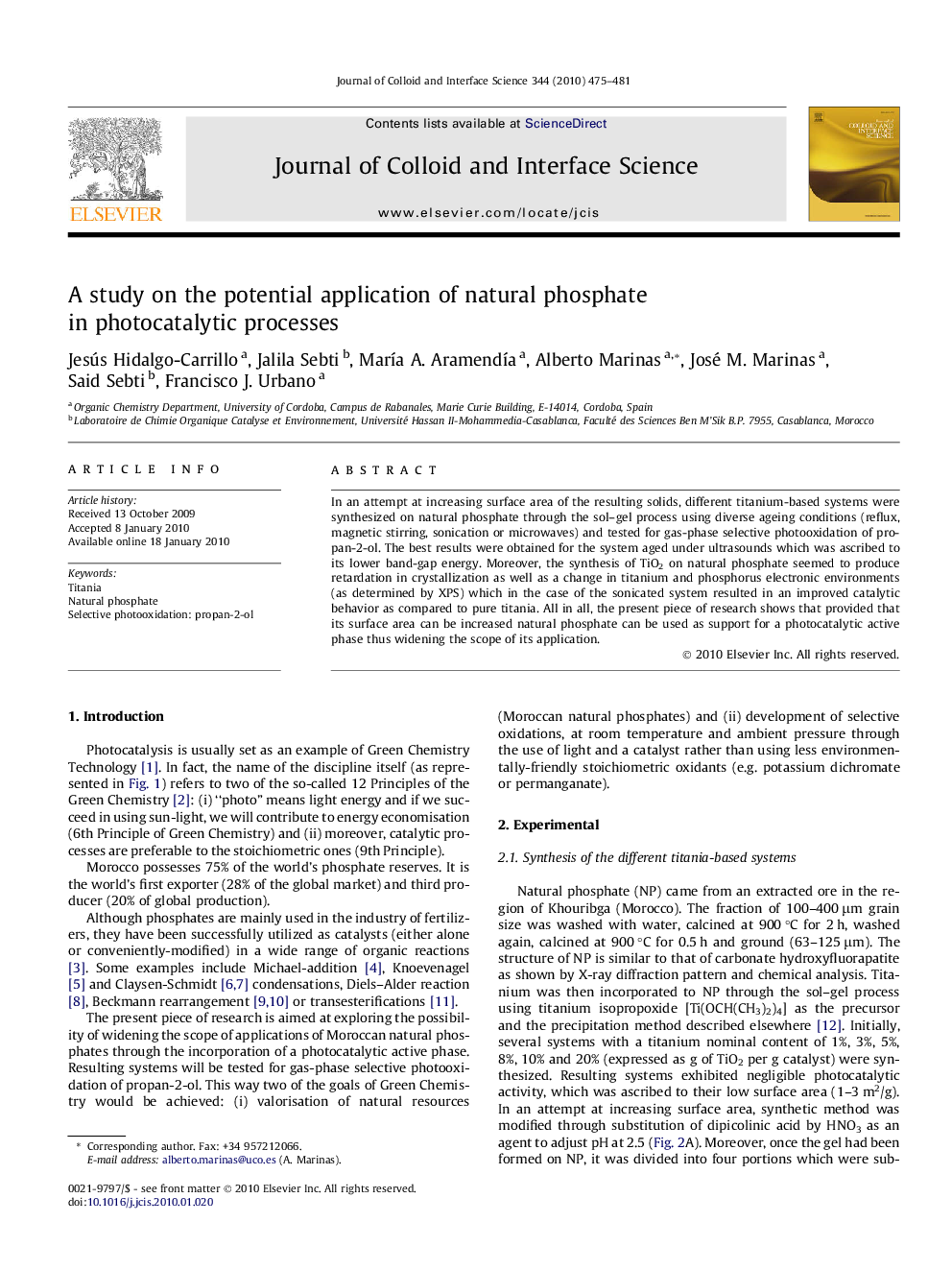 A study on the potential application of natural phosphate in photocatalytic processes