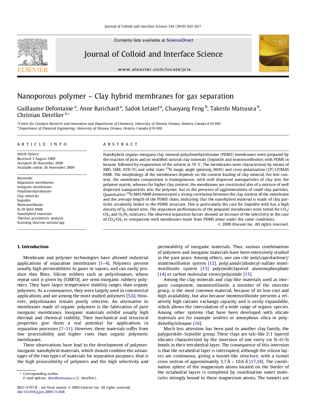 Nanoporous polymer – Clay hybrid membranes for gas separation