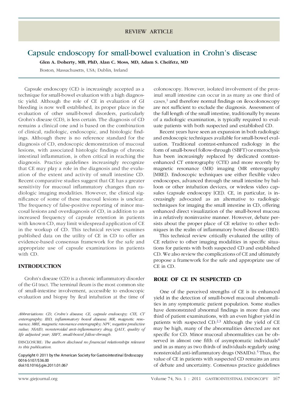 Capsule endoscopy for small-bowel evaluation in Crohn's disease