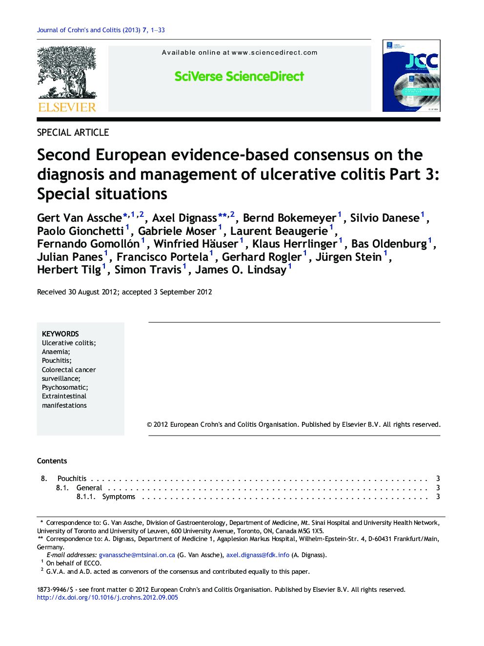 Second European evidence-based consensus on the diagnosis and management of ulcerative colitis Part 3: Special situations