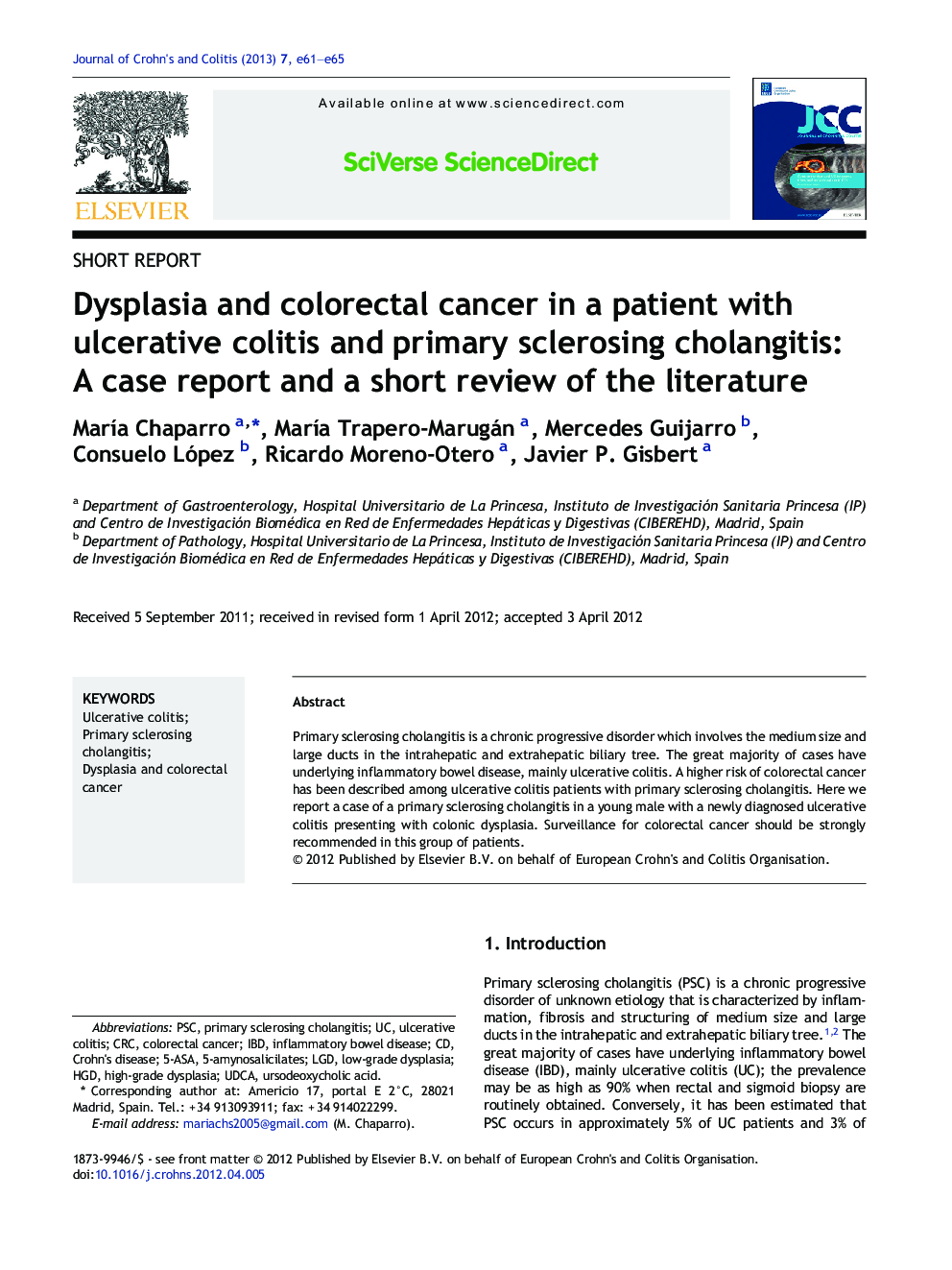 دیسپلازی و سرطان کولورکتال در بیمار مبتلا به کولیت زخمی و کلانژیت اسکلروزیس اولیه: یک گزارش موردی و یک مرور کوتاه از ادبیات 