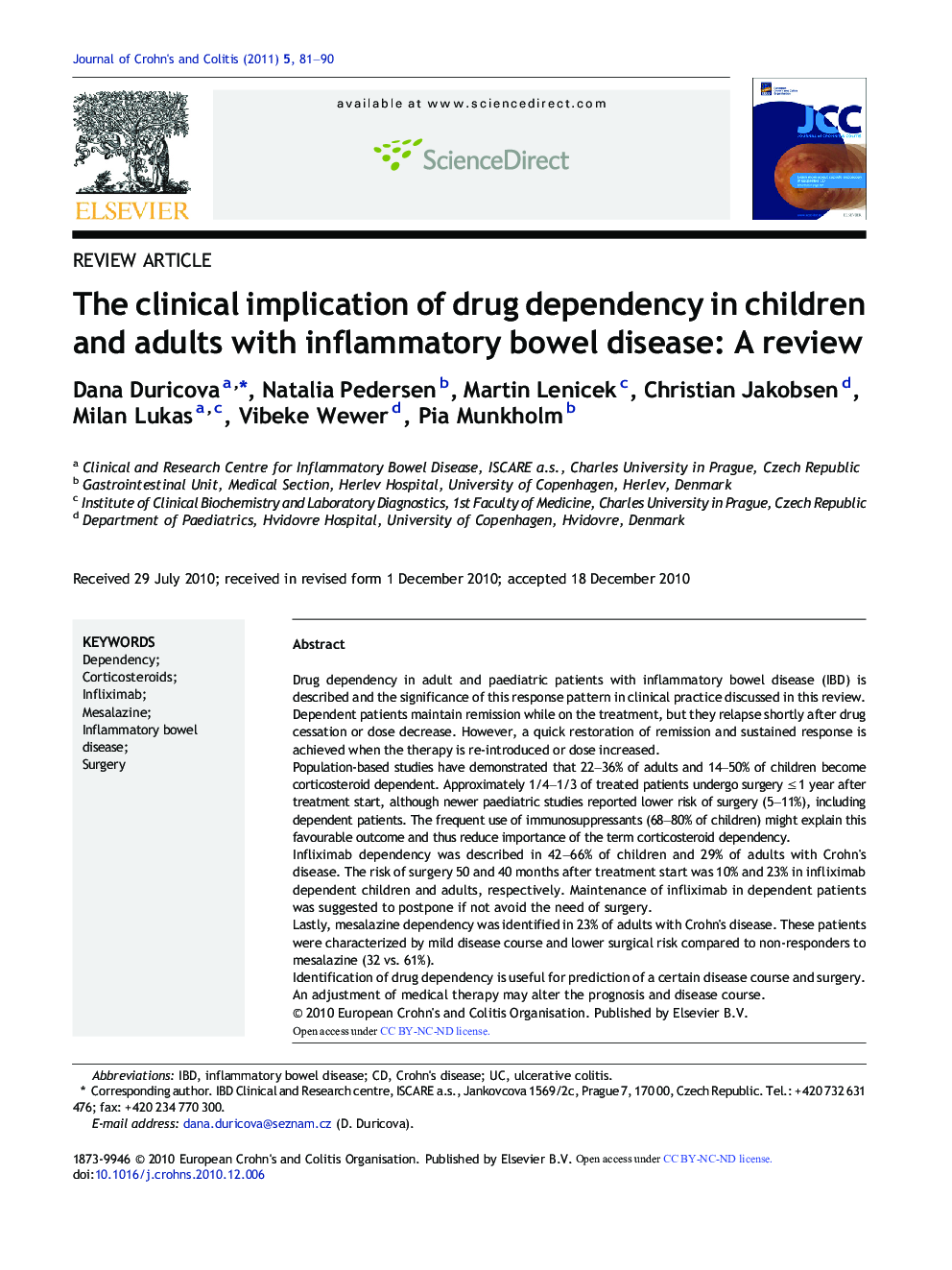 Review ArticleThe clinical implication of drug dependency in children and adults with inflammatory bowel disease: A review