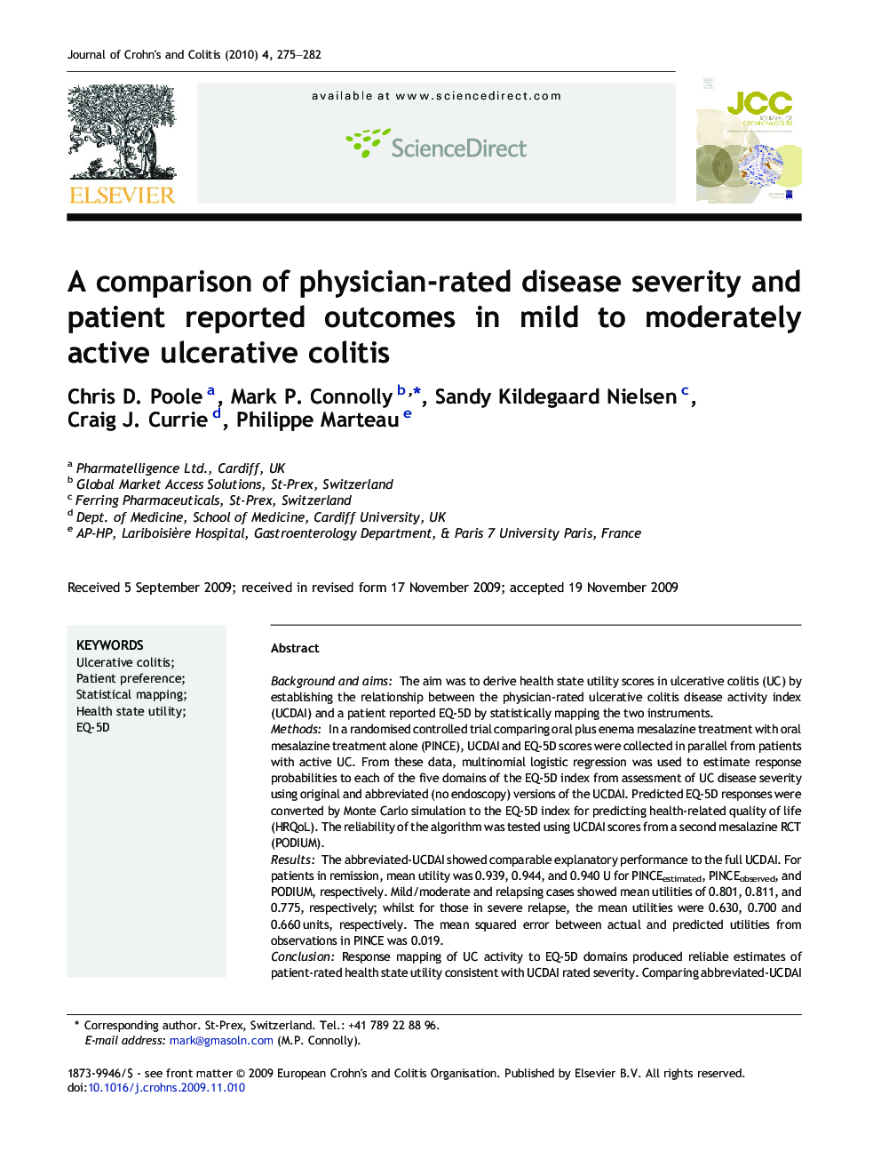 A comparison of physician-rated disease severity and patient reported outcomes in mild to moderately active ulcerative colitis