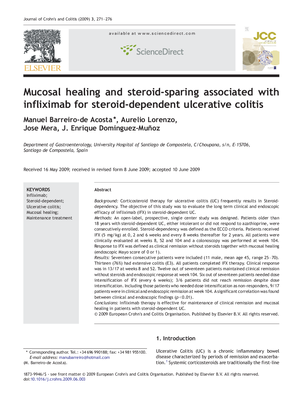 Mucosal healing and steroid-sparing associated with infliximab for steroid-dependent ulcerative colitis