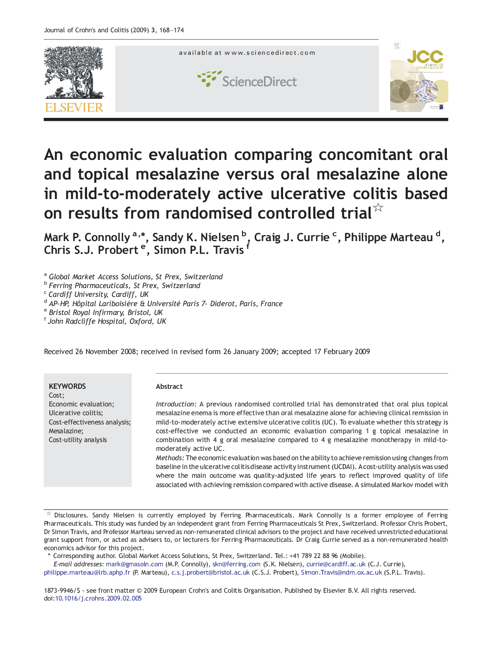 An economic evaluation comparing concomitant oral and topical mesalazine versus oral mesalazine alone in mild-to-moderately active ulcerative colitis based on results from randomised controlled trial