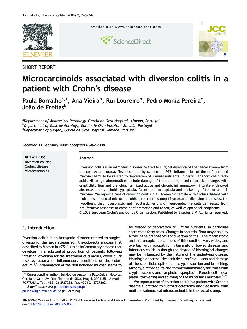 Microcarcinoids associated with diversion colitis in a patient with Crohn's disease
