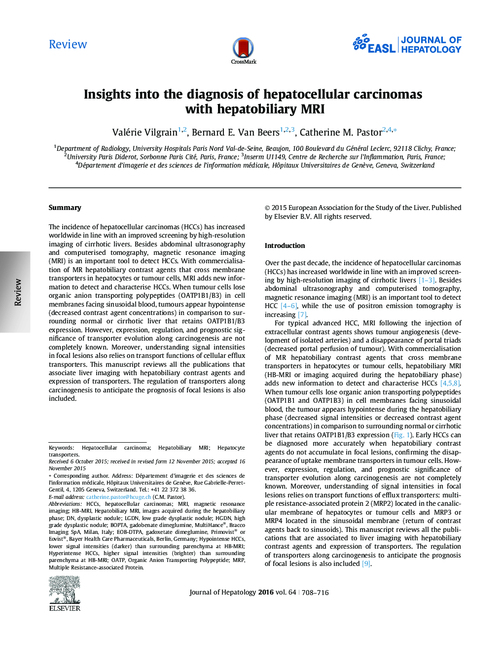 ReviewInsights into the diagnosis of hepatocellular carcinomas with hepatobiliary MRI