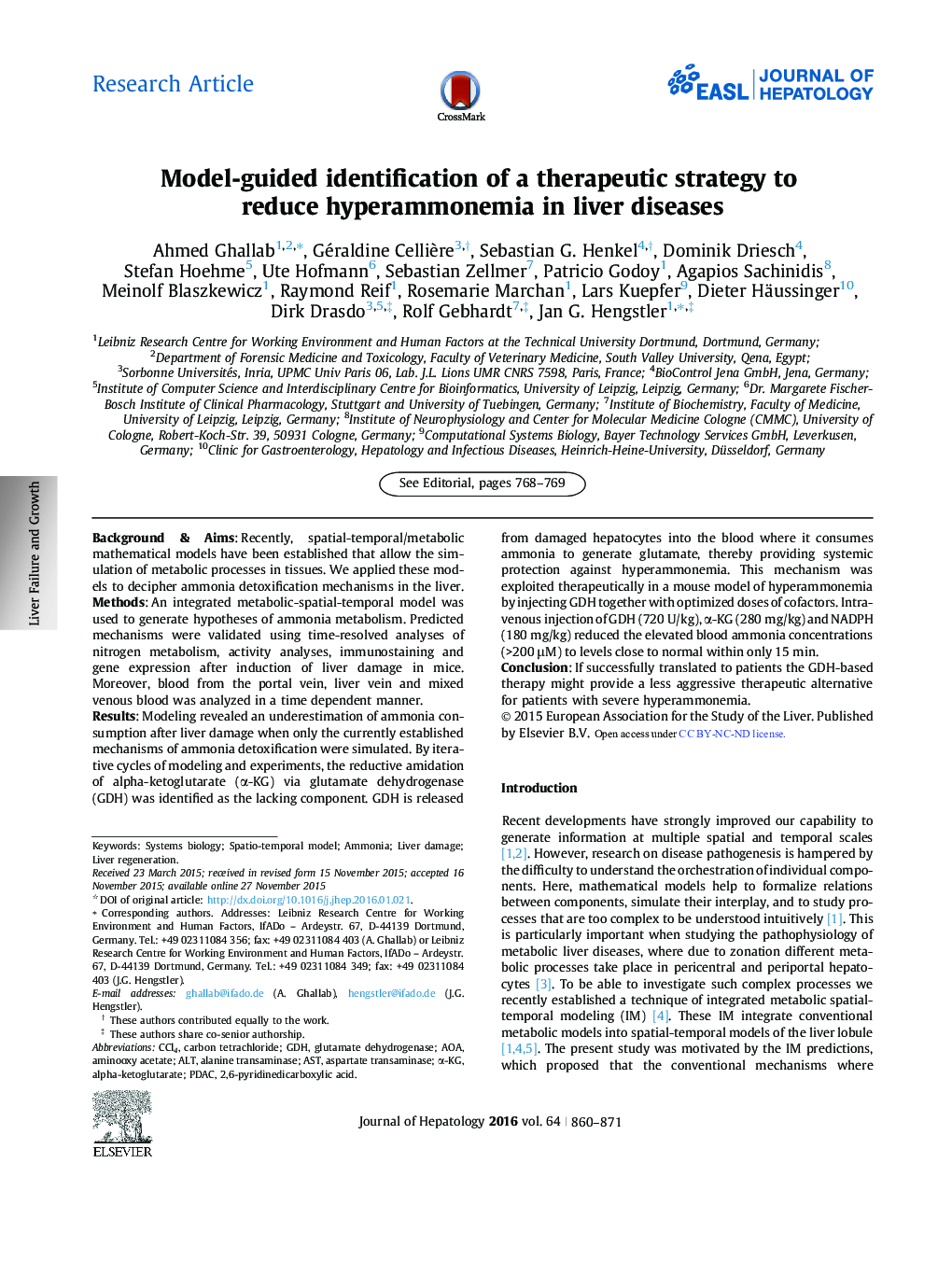 Research ArticleModel-guided identification of a therapeutic strategy to reduce hyperammonemia in liver diseases