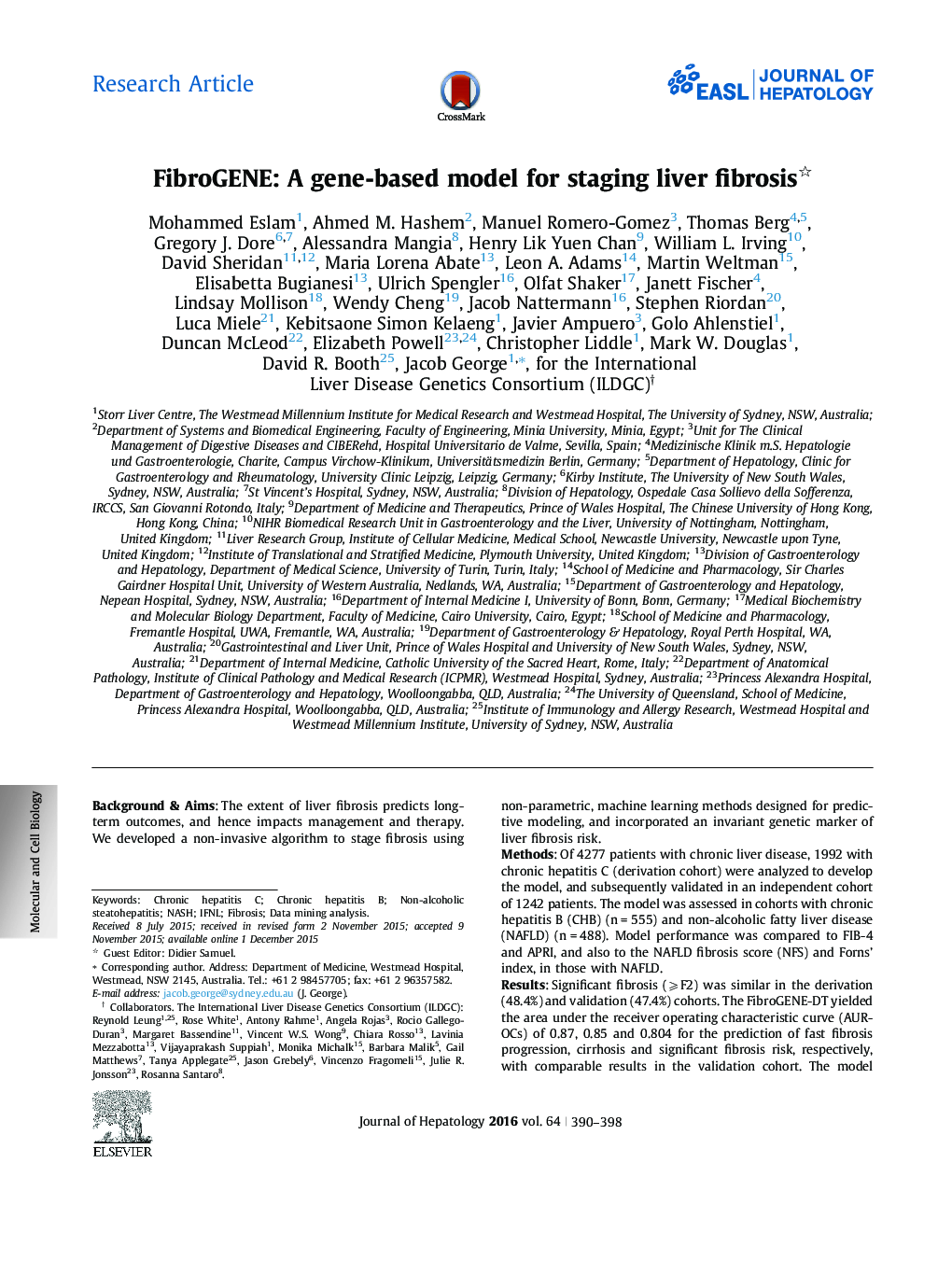 Research ArticleFibroGENE: A gene-based model for staging liver fibrosis