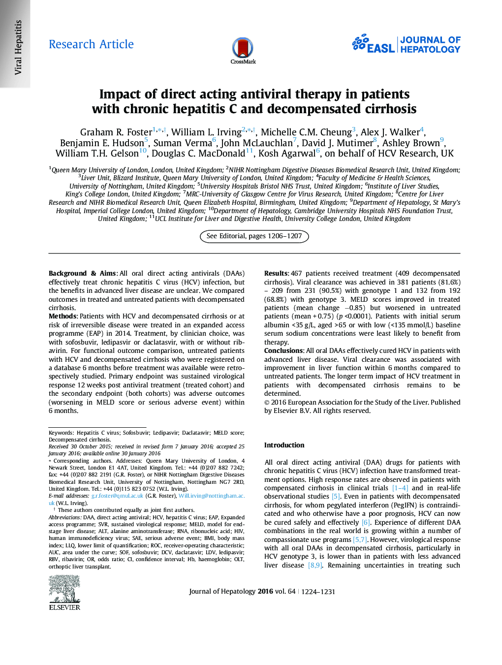 Research ArticleImpact of direct acting antiviral therapy in patients with chronic hepatitis C and decompensated cirrhosis