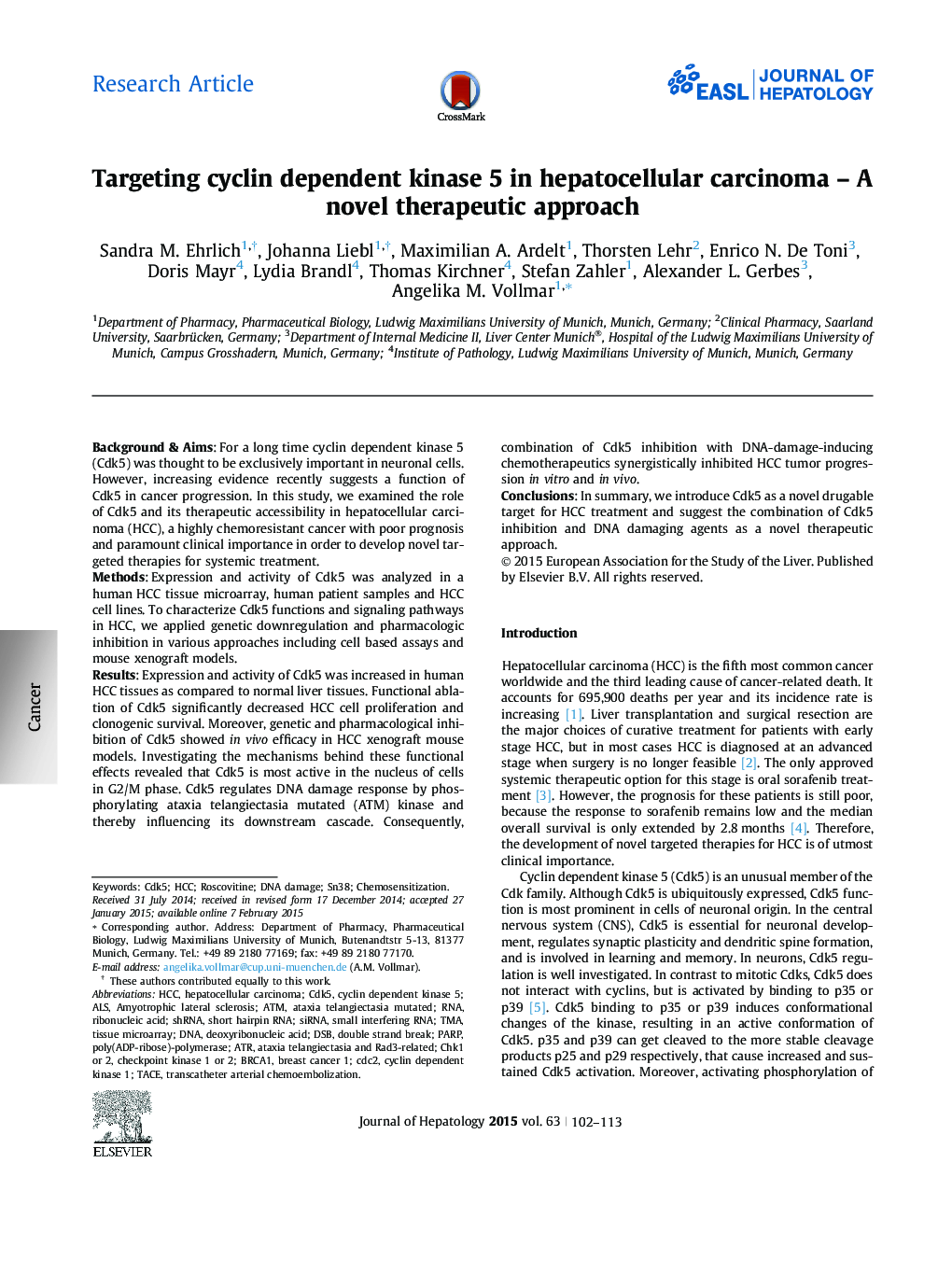 مقاله پژوهشی مقاله: اهدای سیکلین وابسته به کیناز 5 در کارسینوم سلول های بنیادی - رویکرد درمان جدید 