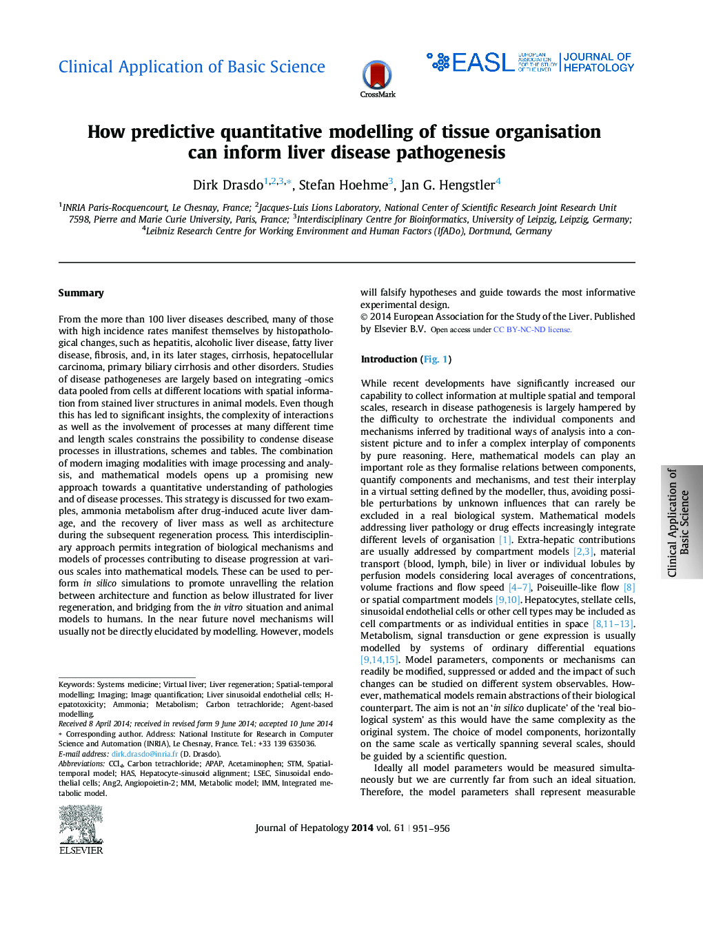 Clinical Application of Basic ScienceHow predictive quantitative modelling of tissue organisation can inform liver disease pathogenesis