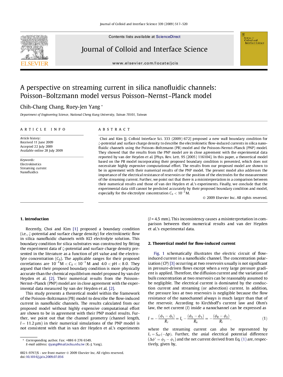 A perspective on streaming current in silica nanofluidic channels: Poisson–Boltzmann model versus Poisson–Nernst–Planck model