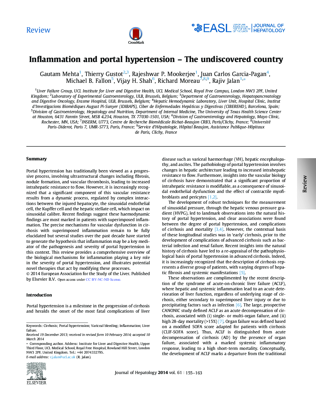 ReviewInflammation and portal hypertension - The undiscovered country