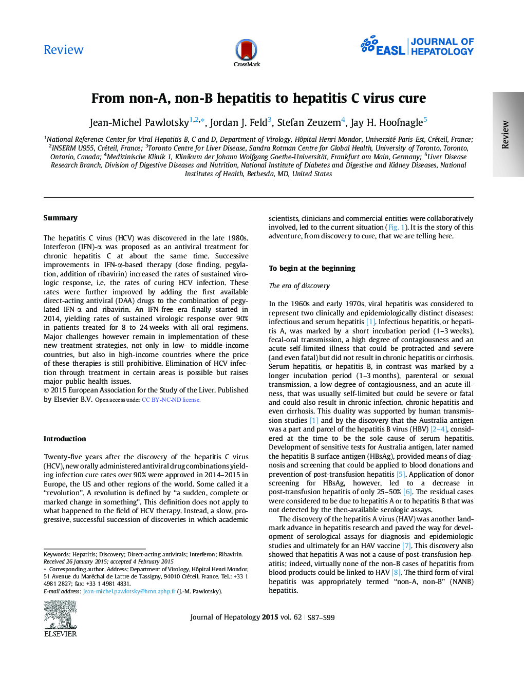 ReviewFrom non-A, non-B hepatitis to hepatitis C virus cure