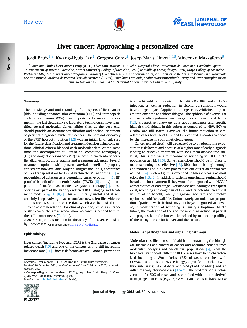 Liver cancer: Approaching a personalized care