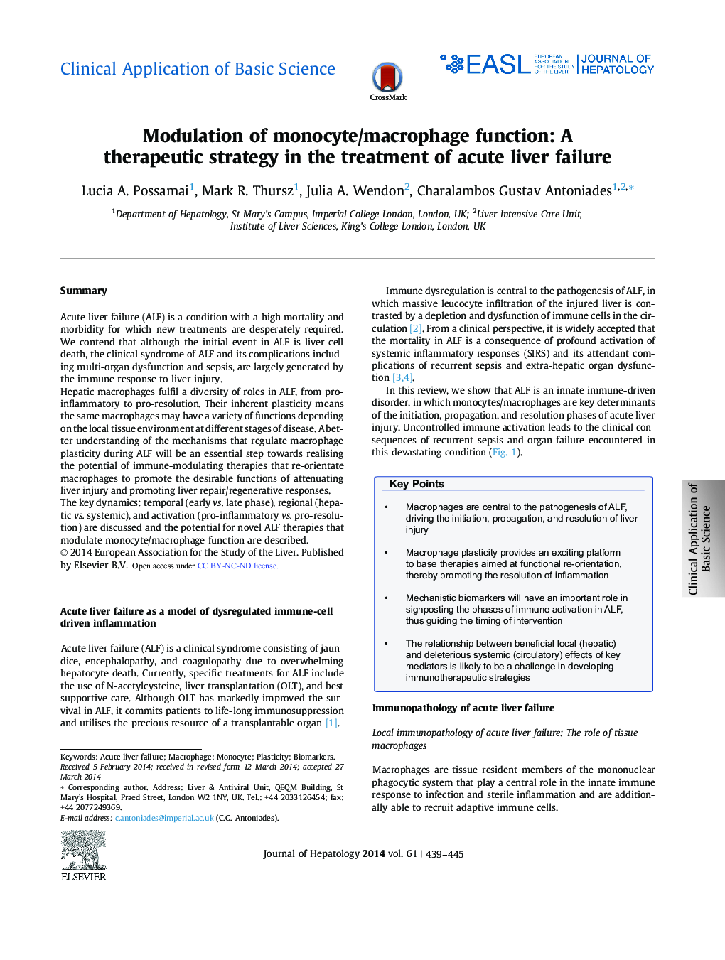 استفاده بالینی از علوم پایه مدلسازی عملکرد مونوسیت / ماکروفاژ: یک استراتژی درمانی در درمان نارسایی حاد کبدی 