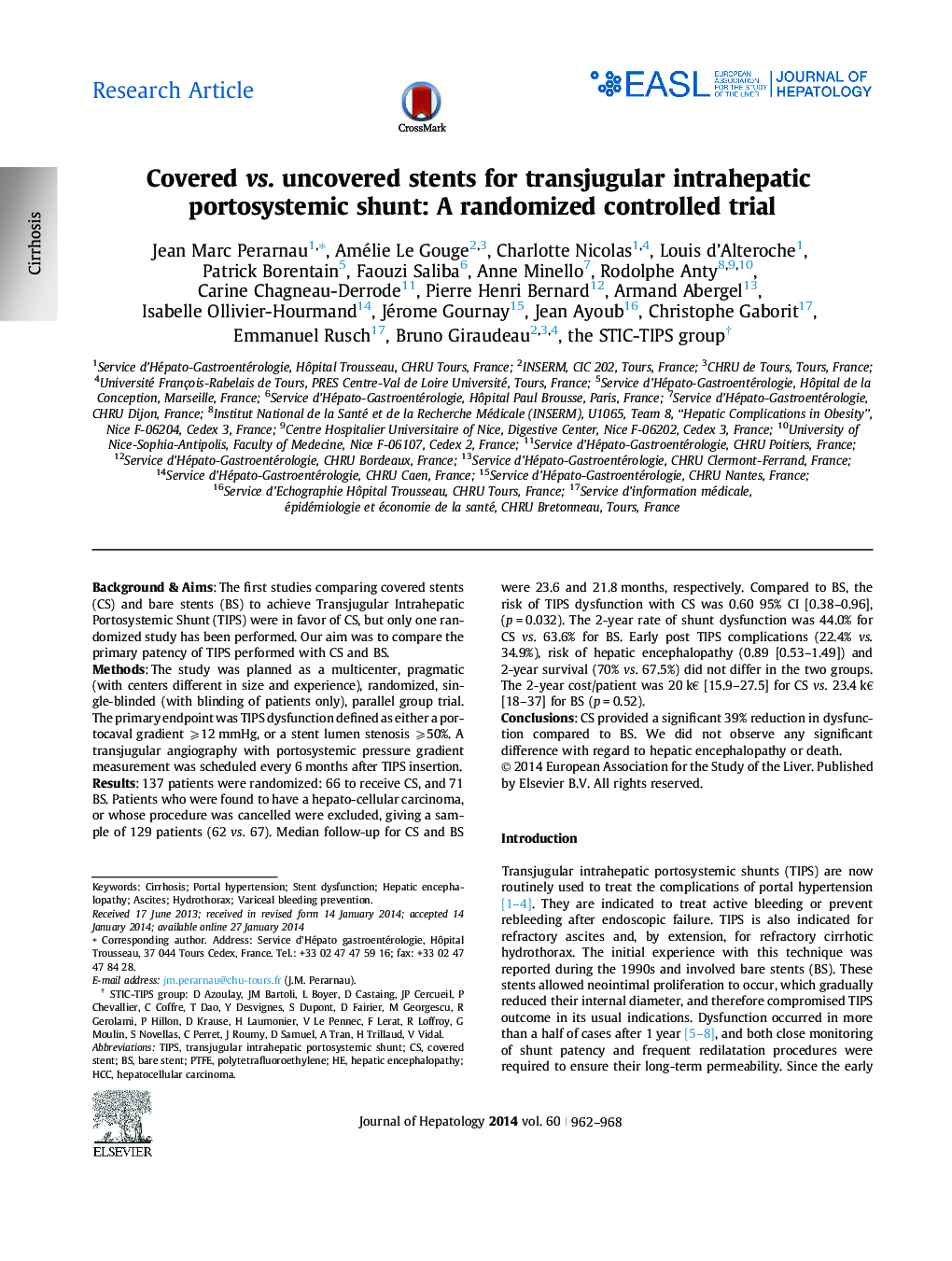 Research ArticleCovered vs. uncovered stents for transjugular intrahepatic portosystemic shunt: A randomized controlled trial