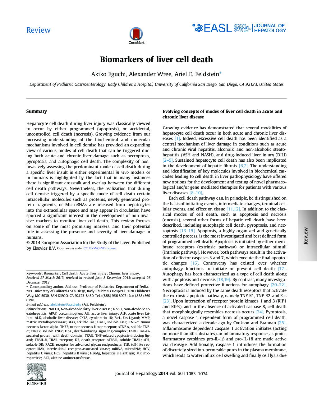 ReviewBiomarkers of liver cell death