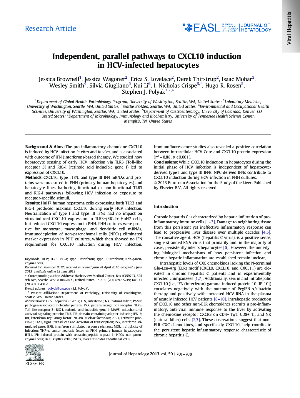 Research ArticleIndependent, parallel pathways to CXCL10 induction in HCV-infected hepatocytes